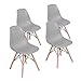 HOMY CASA Grey Dining Chairs Mid Century Side Chair for Dining Room Living Room,Eiffel DSW Style PP Seat with Wooden Legs,2 Dining Chairs