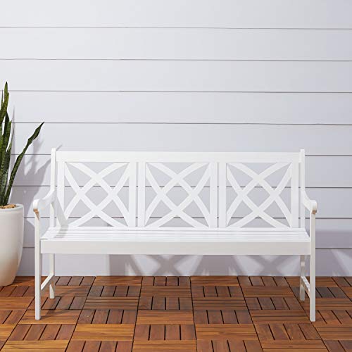 Vifah V1612 Bradley Outdoor Hardwood Bench, White - Thumbnail 5