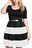 Chase Secret Womens Stripe Party Skater Swing Dress Plus Size XXX-large White