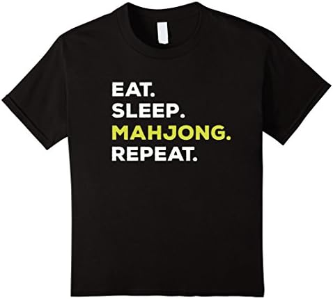 Kids Eat Sleep Mahjong Repeat Funny T-Shirt 6 Black