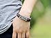 MORE FUN Vintage Metal Button Brown Braided Cord Cuff Bangle Adjustable Leather Bracelet