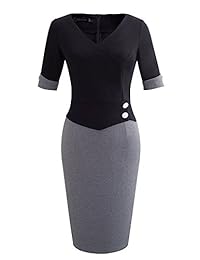 HOMEYEE B364 - Vestido de mujer con cuello en V y media manga