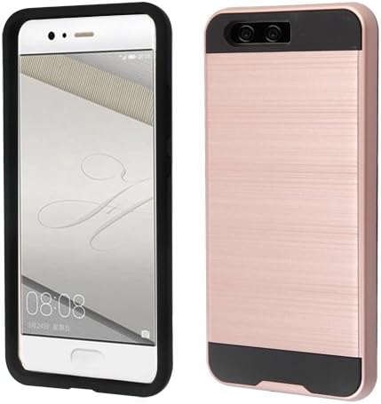 HuaWei P10 Plus Case, BornTech Dual Layer Brushed Slim Shockproof Armor Protector Phone Case Cover For HuaWei P10 Plus (2017 Realse) (Black/Rose Gold)