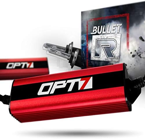 OPT7 2pc Bullet-R H7 Motorcycle HID Kit - 4X Brighter - All Bulb Sizes and Colors - 2 Yr Warranty [6000K Lightning Blue]