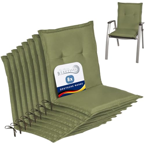Beautissu 8er Set Niedriglehner Auflage Gartenstuhl mit Schaumkern Füllung