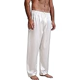 Men's Satin Pajama Pants, Sleepwear Long Pajama Bottoms with Drawstring Loungwear Pjs Pants