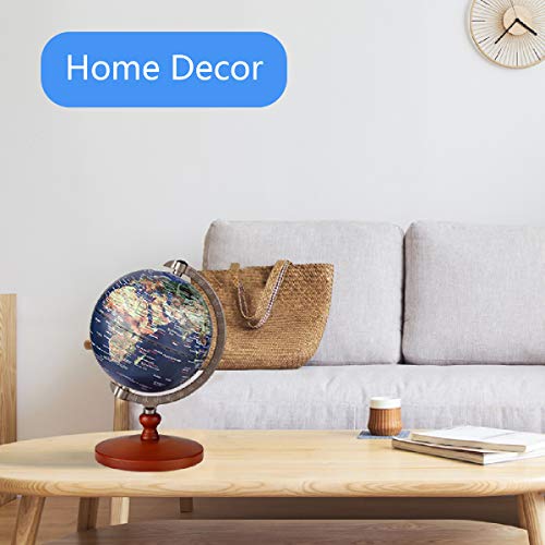 FUN GLOBE 2 in 1 LED World Globe Desktop Decoration Geographic Interactive Earth Globes for Kids & Adults for Educational Toys/Office Supplies/Indoor Decorations/Holiday Gift (Navy, 5 Inches)