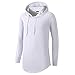 UNRESTRAINED Mens Hipster Longline Hooded Side Zipper T Shirt White M