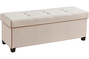 Ornavo Home 43 Inch Storage Ottoman, Large Storage Bench, Ottoman with Storage with Legs, Foot Rest Stool, Bedroom Bench - Beige