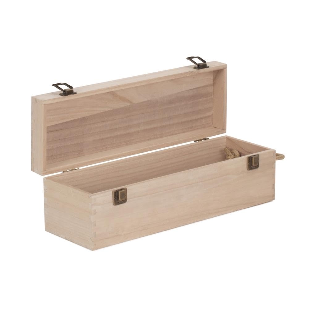 Red Hamper 35cm Single Bottle Wooden Box, Wood, Brown, 12 x 35 x 12 cm