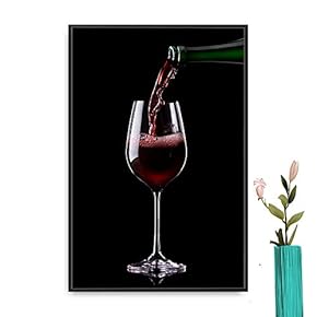 Framed Canvas Wall Art Red Wine Canvas Prints Home Artwork Decoration for Living Room,Bedroom - 16x24 inches