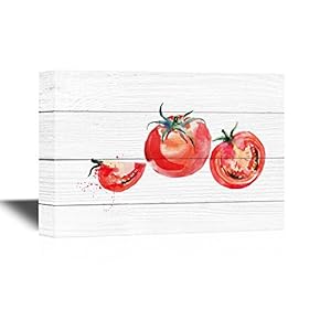 Canvas Wall Art - Watercolor Painting of Tomatos - Gallery Wrap Modern Home Art | Ready to Hang - 12x18 inches