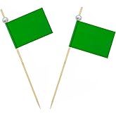 JAVD green Toothpick flag, Fruit Cheese Markers Flags Small Mini Stick Cupcake Toppers green Blank Toothpick Flags,The toothpick is topped with white pearls green Toothpick Flags