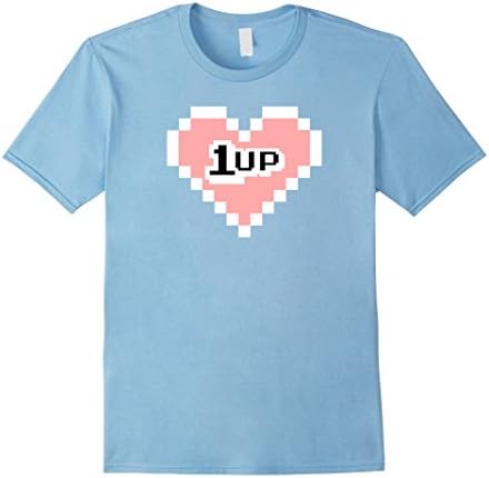 Mens Retro 8-Bit Heart 1Up Gamer Pixel Art Level Up Vintage Shirt 3XL Baby Blue