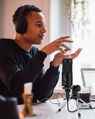 USB Microphone, Piy Painting Cardioid Recording Microphone, 192kHz/24bit Condenser Mic Compatible with PC Laptop Mac Windows, Plug&Play Computer Microphone for Podcasting, Gaming, Streaming-D08