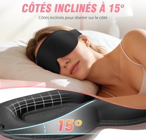 Masque de Nuit 100% Occultant, Sommeil 3D Sans Pression Oculaire — photo 4 sur 8
