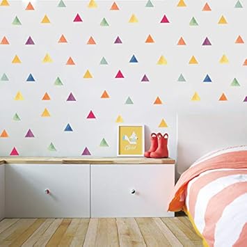 Etiqueta De La Pared Colorido Triangulo Estilo Nordico Decoracion Del Hogar Sala De Estar Bebe Dormitorio Decoracion De La Pared Tatuajes De Nursery Wallpaper Amazon Es Bricolaje Y Herramientas