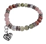 Love: Rose Quartz, Rhodochrosite, & Prehnite Gemstone Beaded Stretch Bracelet
