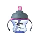 Tommee Tippee First Sips Straw Transition Cup, Non-Spill Valve, Soft Straw, BPA-Free, 5 Ounce, 1 Count (Colors May Vary)