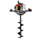 XtremepowerUS Post Hole Digger w/ 8" inch Auger Bit Set V-Type 63CC 2 Stroke Motor Gas Post Hole Digger Auger Fence Tree Plant (Digger + 8" Bit)