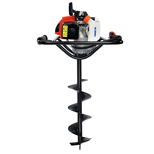XtremepowerUS Post Hole Digger w/ 8" inch Auger Bit Set V-Type 63CC 2 Stroke Motor Gas Post Hole Digger Auger Fence Tree Plant (Digger + 8" Bit)