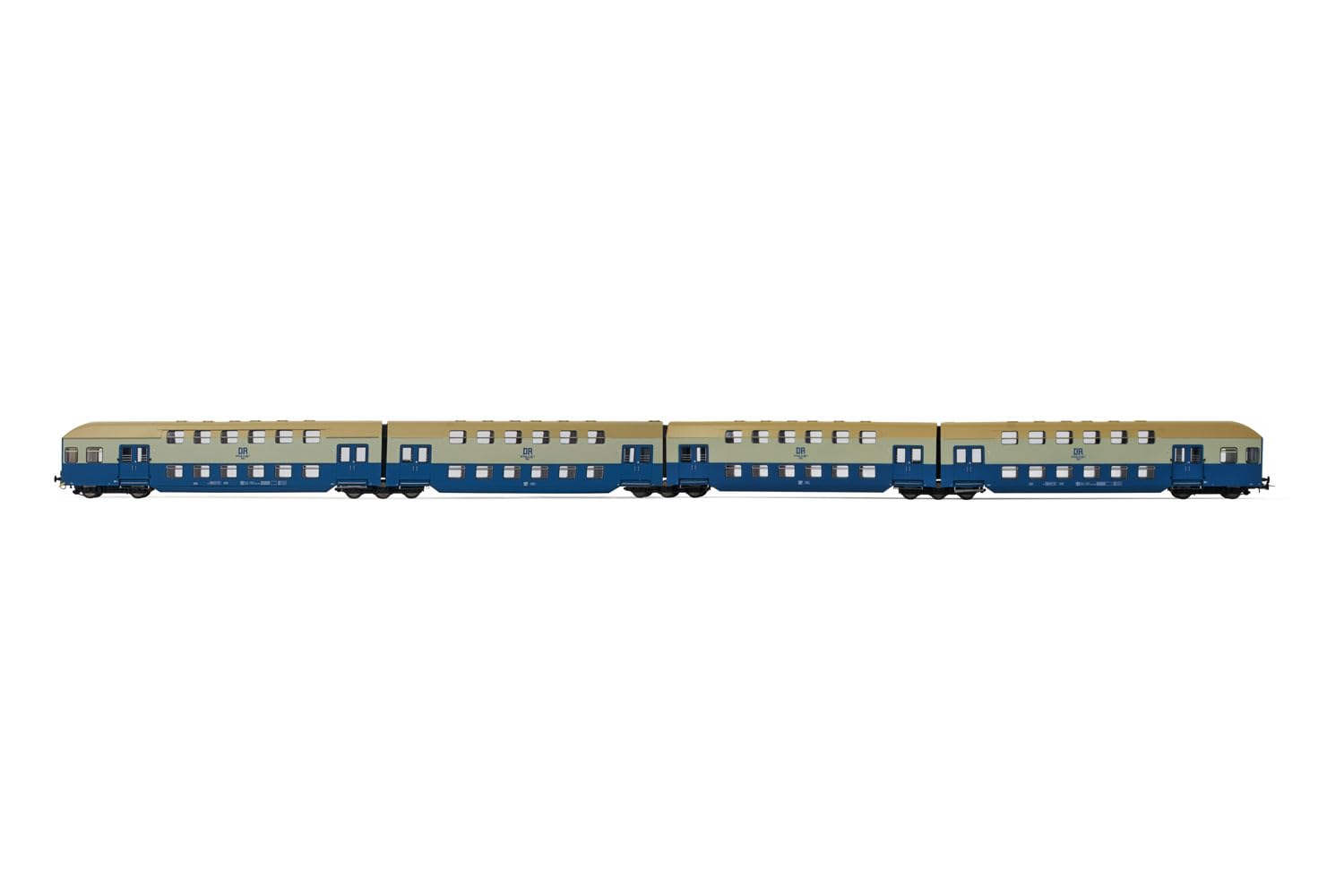 Rivarossi HR4371 DR, 4-unit double decker coach without control cabin, blue/light grey livery, ep. IV 1:87 Scale HO Gauge