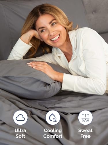 Extra Deep King Sheet Set - 6 Piece Breathable and Cooling Sheets - Hotel Luxury Bed Sheets Set - Easy & Secure Fit - Soft, Wrinkle Free and Comfy Sheets Set - Grey Sheet Set with Extra Deep Pockets
