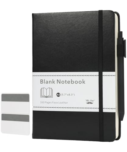 Mr. Pen- Blank Journal Notebook, A5 (5.7"x8.3"), 160 Pages, Black