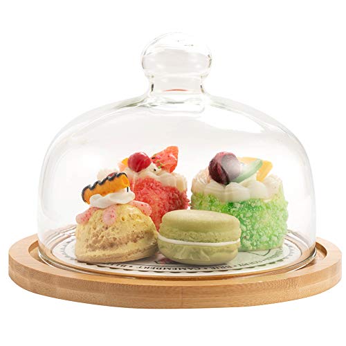 Ceramic Serving Platter Round Cake Stand with Dome Ceramic Dessert Stand Cake PlateTray Server Use as Salad Punch Bowl/Veggie Desert Platter/Nachos & Salsa Plate Ø 21x16cm