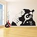 Banksy Vinyl Wall Decal Street Graffiti Monkey Wear Headphone Wall Art Sticker Bansky Chimp Listening to Music Earphone Graffiti Sticker Mural W-23 (Black, 57x83cm)