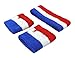 Funny Guy Mugs Unisex Sweatband Set (3-Pack: 2 Wristbands with Zipper/Wrist Wallet & 1 Headband), Red/White/Blue