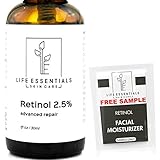 Retinol Serum 2.5% for Wrinkles, Fine Lines, Acne Scars, Skin Blemishes & Minimizes Pores - Vitamin A + Hyaluronic Acid, Vitamin E, Organic Green Tea, Jojoba Oil - Organic, Natural & Cruelty Free