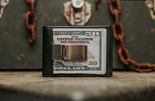 HOJ Co. DEACON ID BIFOLD Front Pocket Wallet-Full Grain Leather-Bifold Money Clip Wallet (Black Smooth)