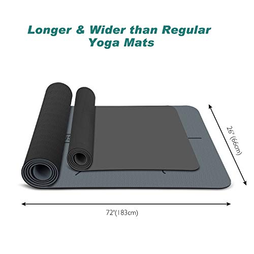 Yoga Mat with Alignment Lines,1/4 Inch Thickness Eco Friendly TPE Yoga