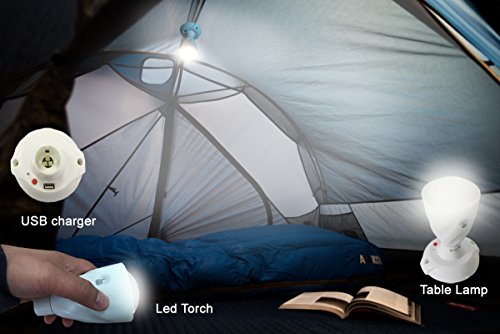 Multiple Solar House Lighting Kits Finger Touch Switch 3 Power Modes Table Lamp with USB Charger Solar Powered Led Torch/Shed Light/Wall Light/Ceiling Light Indoor - Thumbnail 3