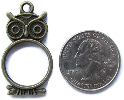 5 Bronze Round Owl Open Bezels for Resin, Open Back Bezel Pendant Blanks for Jewelry Making