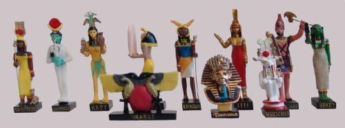 Ancient Egypt Egyptian God 11 Figurines Set Resin Statue size 5 high (Isis-Sothis, Khonsou, Hapy, Chai, Khnoum, Isis, Rechef, Heket, Uraeus, Tutenchamon, Herichef) [Amercom EG-7] by Ancient Egypt Egy
