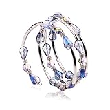 Crystal Wrap Bangle Bracelets for Women - Fashion Boho Strand Bracelet Made with Swarovski Crystals, Bead Bracelets for Girls, Best Friend Best Gifts for Valentine's Day, Birthday, Mother's Day