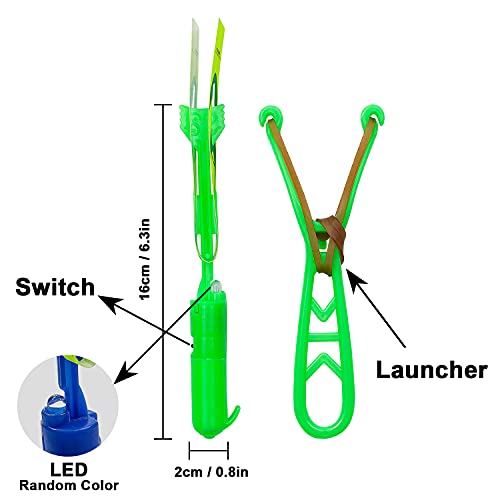 Slingshot Flying with LED Lights Glow The Dark Party,12 Launchers + 12