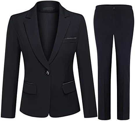 Women’s Set Up Top and Bottom 2 Piece Set (Jacket + Pants) Pants Suit Trousers Leisure Suit Spring Autumn Winter Work Office Clothing Wedding Business Interview Solid Color Large Size