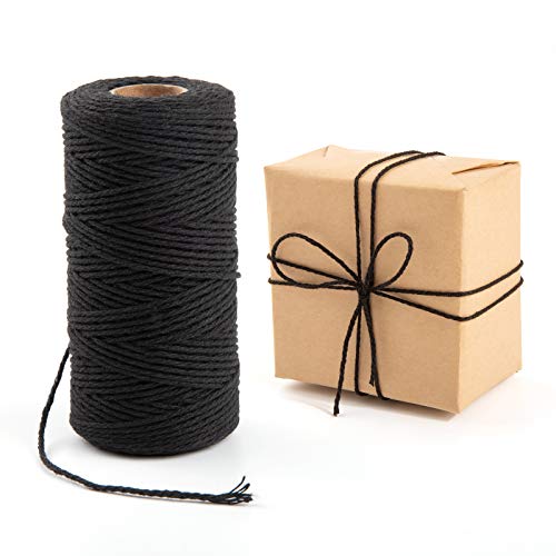 Twine String, 2 Ply 328 Feet Natural Black