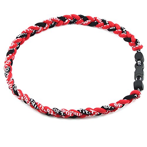 Twisted 3 Rope Braided Titanium Ionic Sports Necklace Baseball Necklace