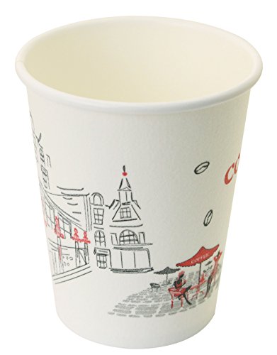50 Count Disposable Heat Insulated Foam Series, Hot and Cold Foam Coffee Paper Cups, Stylish Foam Outside Wall and Paper Inside Wall Beverage Cups, No Sleeves Needs. (9 oz, Street view)