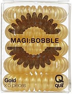 Magi Hair Bobble Precious Collection Christmas Traceless Hair Ring And Bracelet - Gold Invisible Hair Bobble Pack of 5, Pain Free Hair Band, Reduces Split Ends by Quif