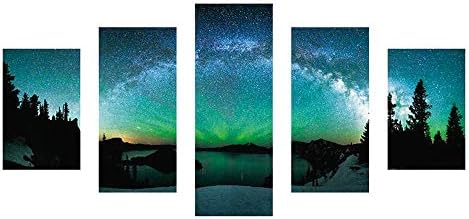 5D DIY Diamond Painting, Seaintheson Full Drill DIY Starry Sky Embroidery Rhinestone Crafts Stitch Kit - 5 Sets of Splicing Paintings - Home Living Room Wall Decoration, 40 X 80CM