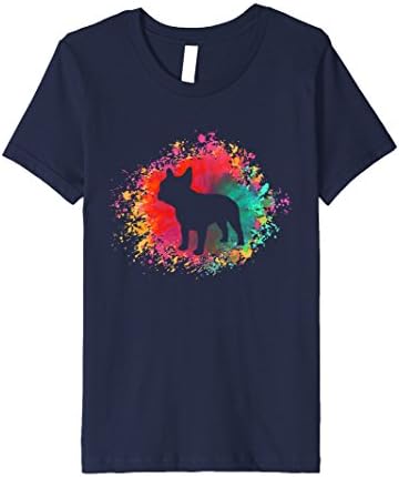 Kids French Bulldog Paint Splatter T-Shirt Frenchie Lover Apparel 8 Navy