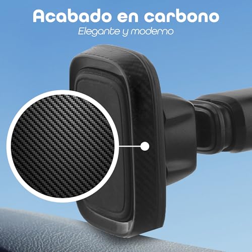 T'nB Sora Magnetic Car Phone Holder - 6 Powerful Magnets - Adjustable Arm - 360° Rotation - 2 in 1 Suction Cup - Carbon Finish - Black