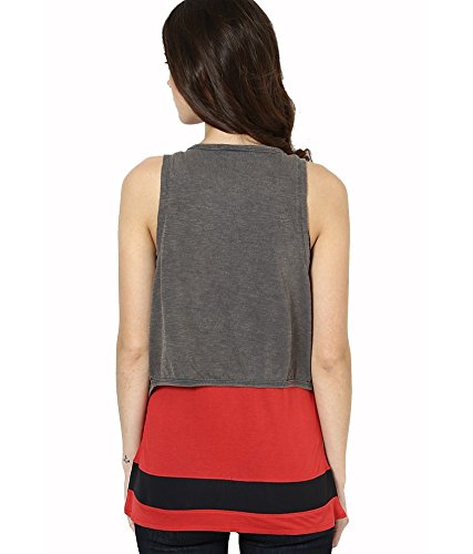 espresso women's sleeveless washed effect open shrug cardigan with studs - brown