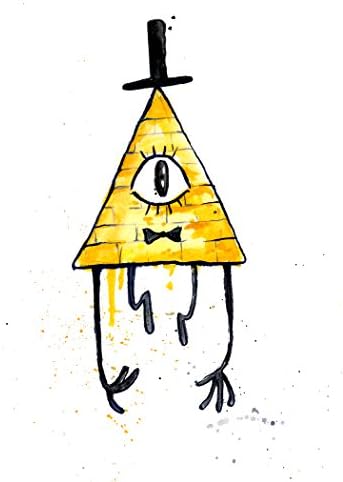 Bill Cipher Gravity Falls Art Print Watercolor Painting, 8.5x11 inches.