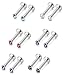 Jstyle 12 Pcs a Set 316L Stainless Steel 16G 2-4mm CZ Nose Piercing Labret Monroe Lip Rings Helix Tragus Cartilage Ear Piercings Studs 8mm Bar Length 2mm